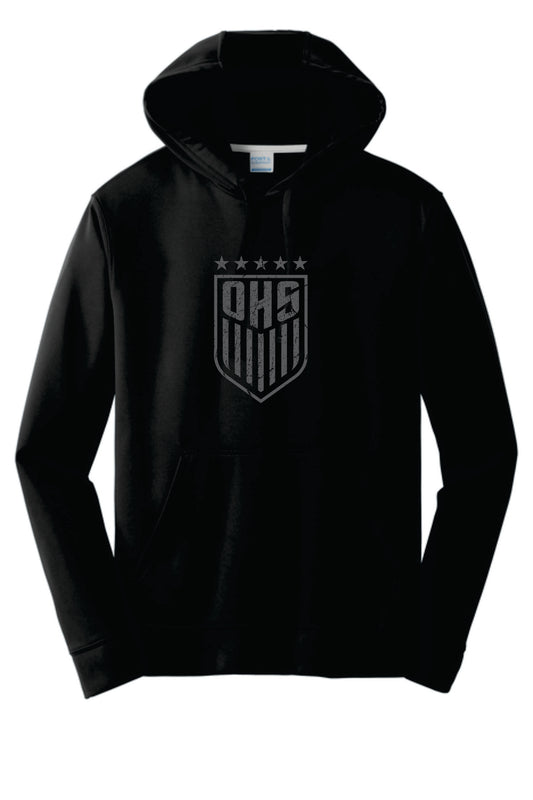 OHS BS Performance Hoodie. Black with Distressed Logo Unisex and Youth Sizes