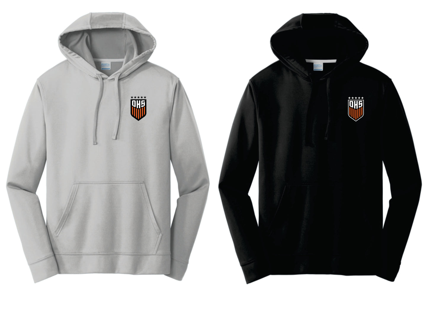 OHS BS Performance Hoodie. Black, Silver. Unisex and Youth Sizes V1 LC