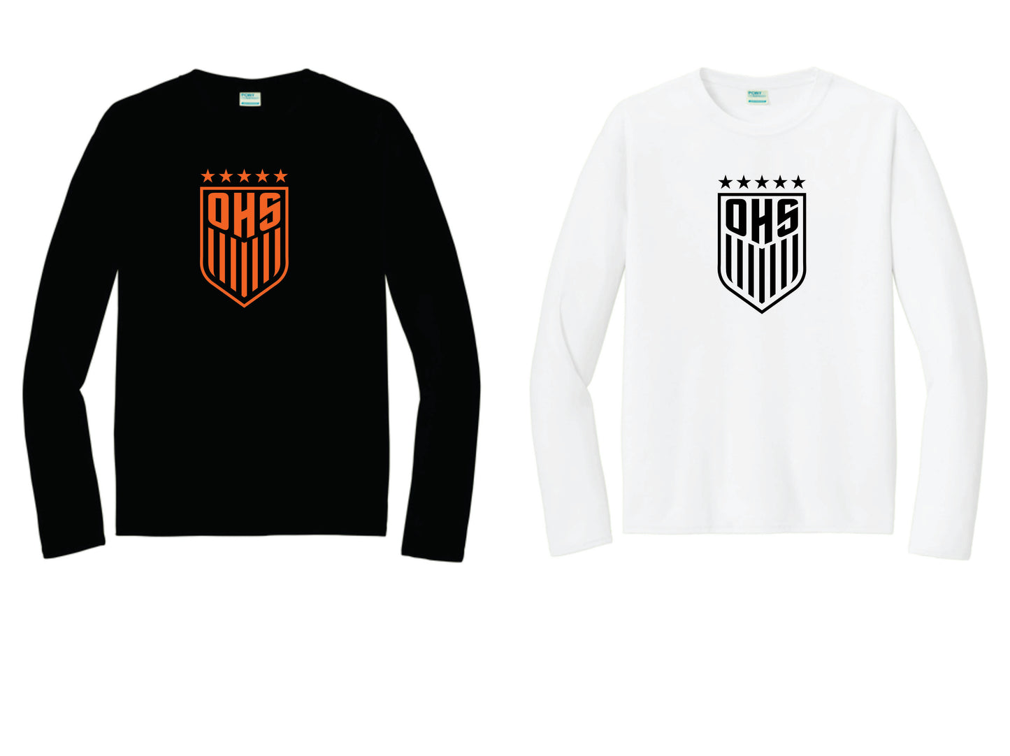 OHS BS Long Sleeve Performance Tee.  Black, White. Unisex and Youth Sizes V2
