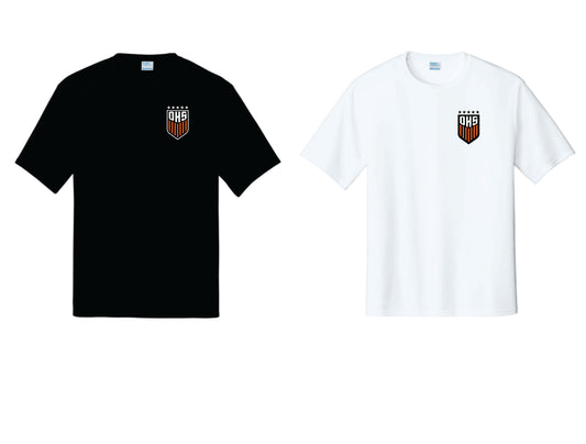 OHS BS Performance Tee with Digital Print. Black,, White. Women's Sizes V1 LC