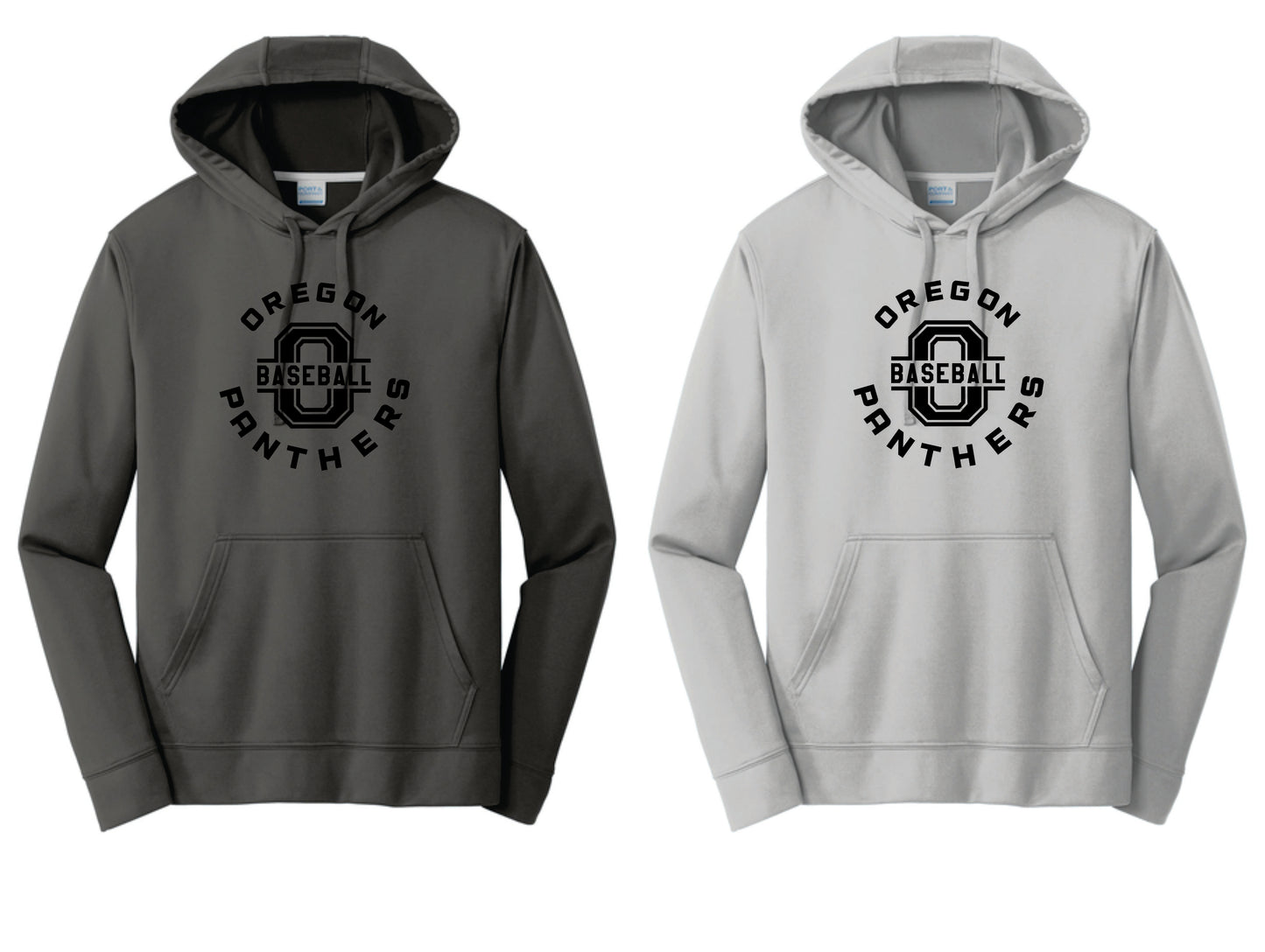 OBB Performance Hoodie. Silver, Charcoal. Adult and Youth Sizes  S1