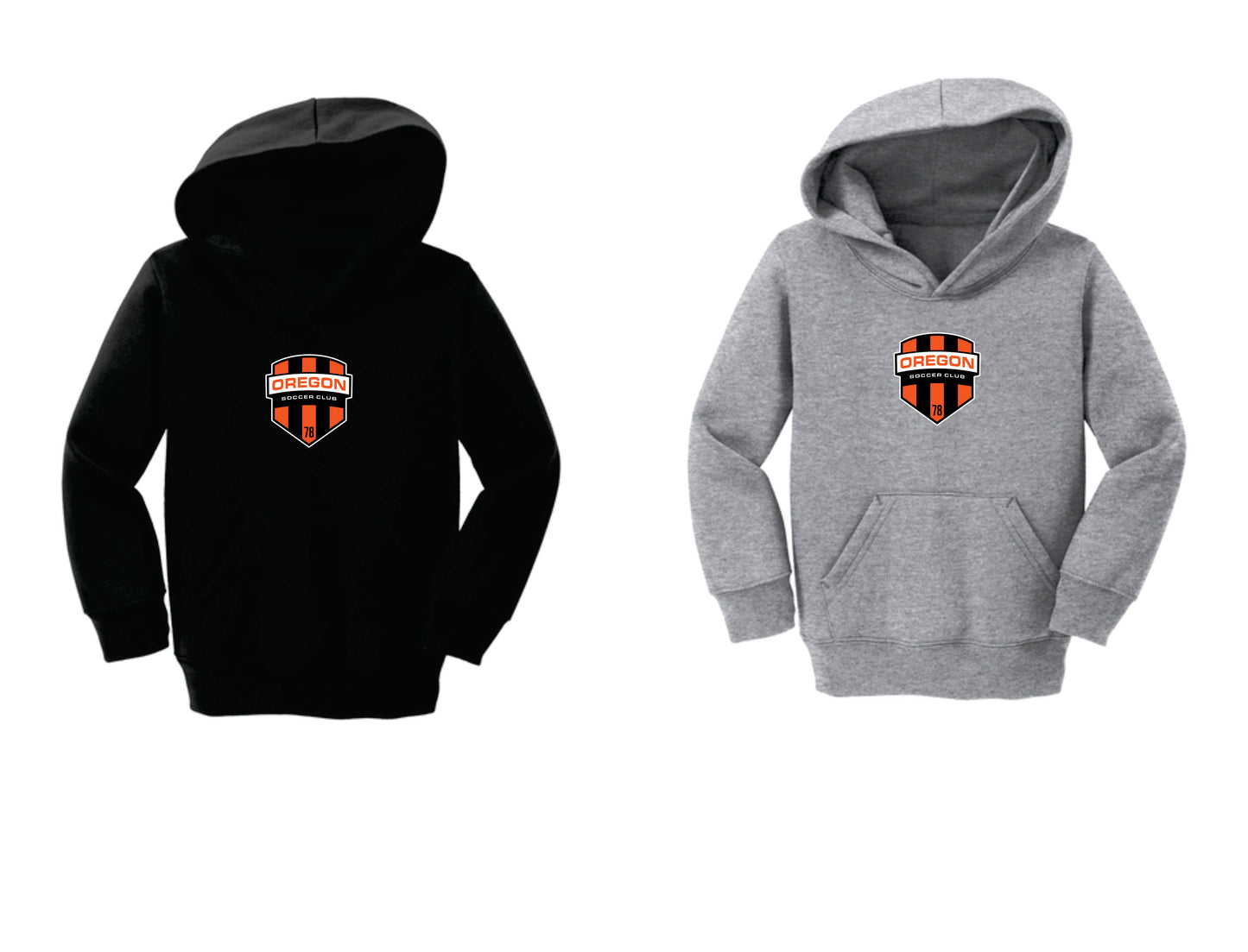 Oregon SC Cotton Blend Toddler Hoodie.  Full Front Design. Black, Gray