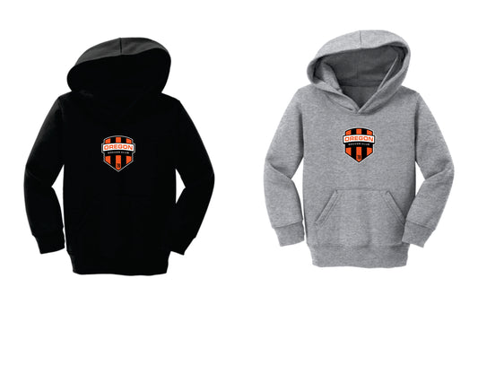 Oregon SC Cotton Blend Toddler Hoodie.  Full Front Design. Black, Gray