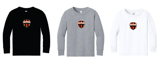 Oregon SC Cotton Blend Toddler Long Sleeve Tee. Full Front Design Black, Gray, White.