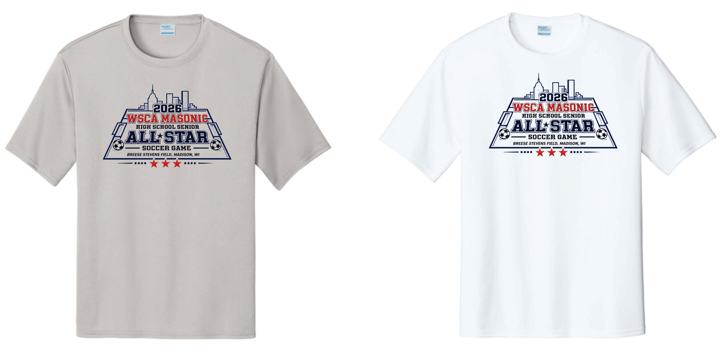 2026 WSCA All-Star Game Performance Tee Shirt. Unisex sizes.